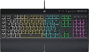 Corsair K55 RGB Pro Clavier de Jeu Filaire à Membrane – IP42 Résistant à la Poussière et Aux éclaboussures – 6 Touches Macro Intégration Elgato – Compatible iCUE – AZERTY BE – PC, Mac, Xbox – Noir