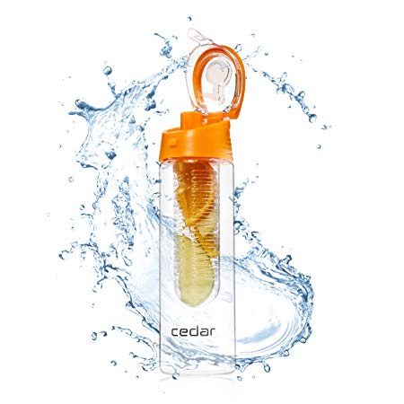 Cedar Fruit Infuser Water Bottle – BPA-Free Premium Tritan Sports Bottle with Fruit Infusion Insert Basket for Healthy Flavored Drinks, 24oz