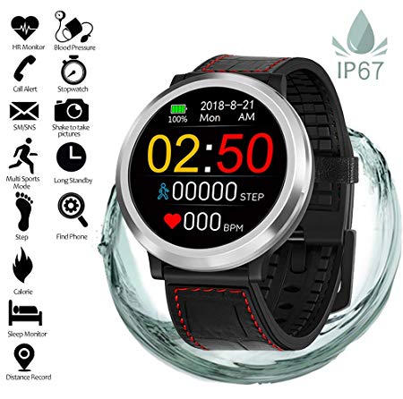 Fitness Tracker with Heart Rate Monitor Blood Pressure Sleep Monitor Calorie Bluetooth Smartwatch Activity Tracker Sports Bracelet IP67 Waterproof Pedometer Watch Wristband for Kids Women Men