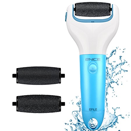 Foot File Callus Remover, [FDA Certified] 2NICE Wet and Dry Electronic Rechargeable Foot File, Dual Speed Pedicure with 3 Different Rough Diamond Roller Heads Waterproof IPX6 (Blue)