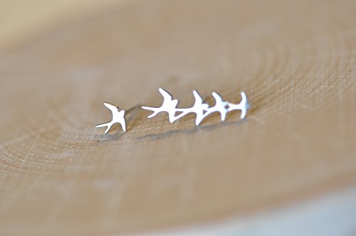 Mismatched Flock of Birds Stud Earrings in Sterling Silver 925