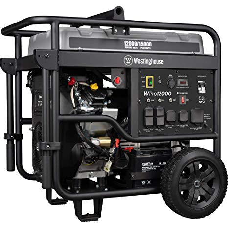 Westinghouse WPro12000 Ultra Duty Industrial Portable Generator - 12000 Rated Watts & 15000 Peak Watts - Gas Powered - Electric & Remote Start - OSHA & CARB Compliant