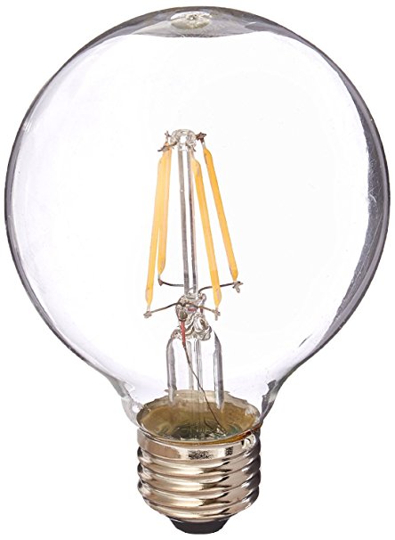 (6-Pack) Satco Products S9254 4.5W G25 Clear LED Medium Base Filament Bulb, 450 lm