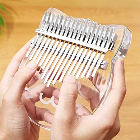 BinDor Kalimba, 17 Keys Thumb Piano Transparent Acrylic Finger Piano Portable Crystal Musical Instrument with Tuning Hammer & Carry Bar for Kids Adults Beginners
