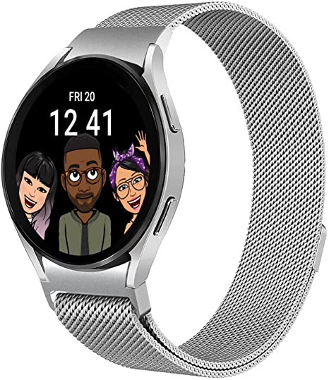 Metal Bands Compatible with Samsung Galaxy Watch 4 Band, No Gap Stainless Steel Mesh Band Compatible with Samsung Watch 4 40mm and 44mm and Watch4 Classic 42mm and 46mm for Men Women