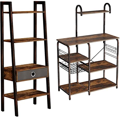 Rolanstar Kitchen Baker's Rack Bundle Ladder Shelf with Drawer