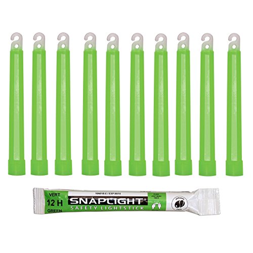 Cyalume SnapLight Green Glow Sticks – 6 Inch Industrial Grade, Ultra Bright Light Sticks with 12 Hour Duration (Pack of 10)