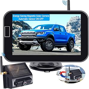 Wireless Backup Camera Solar Magnetic: Portable Ease Install Scratch-Proof Rechargeable Auto-Sensing On/Off Truck Hitch Rear View Camera No Drilling 5" HD 1080P for Car/Small RV/Trailer/Camper LK14-1