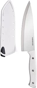 Farberware Edgekeeper Triple Riveted Chef Self-Sharpening Blade Cover, High Carbon-Stainless Steel Kitchen Ergonomic Handle, Razor-Sharp Knife, 6 Inch, White