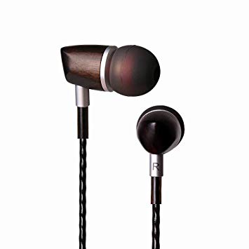 SIVGA M002 Portable in-Ear Premium Ebony Wood Noise Cancelling Earbud Natural Audio Surround Sound Earphone with Storage Bag for Smart Phone, Laptop