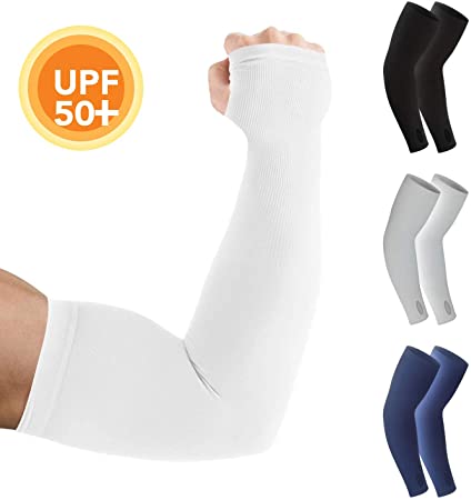 Arm Sleeves for Men and Women – 1 Pair – Tattoo Cover Up, Sun Protection Clothing - Cooling UPF 50 Compression Shields for Basketball, Baseball, Running, Cycling, Golf, Volleyball, Football, Driving