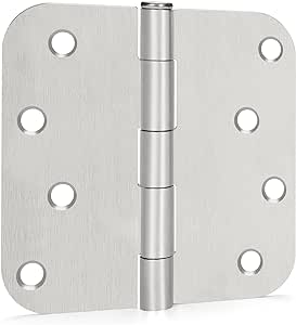 goldenwarm 3 Pieces Satin Nickel Door Hinges 4 x 4 Heavy Duty Hinges with 5/8" Radius Corners - Residential Door Hardware, Brushed Nickel Iron