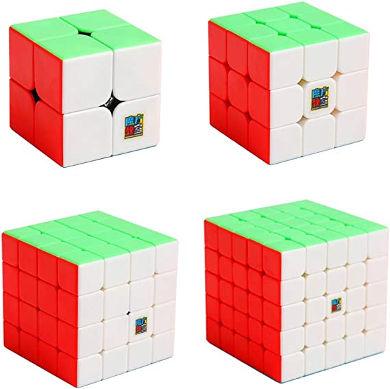 USATDD Moyu Speed Cube Bundle, 2x2 3x3 4x4 5x5 Magic Cube Set of 4 with Gift Box, MF2S MF3S MF4S MF5S Stickerless Puzzles,Flexible Easy Turning for Brain