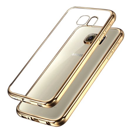 Samsung Galaxy S7 Bumper Case , Ubegood Ultra-Thin [Drop Protection]Shock Resistant [Metal Electroplating Technology] Soft Gel TPU Bumper Case for Samsung Galaxy S7 Case cover - Gold