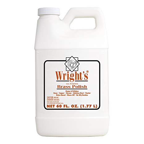 Wright's Brass Polish and Cleaner - 60 Ounce - Use On Brass Chrome Stainless Steel Pewter - Gently Clean and Remove Tarnish Without Scratching