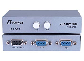 DTECH 2 Port VGA Switch Box 2 Input 1 Out Video Switcher for 2 PCs Share 1 Monitor Supports 1920x1440 Resolution