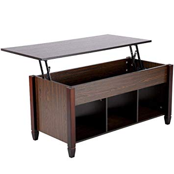 Yaheetech Wood Lift-Top Coffee Table with Hidden Compartment Home Living Room Furniture, 41.1" L x 19.3" W x (19.2-24.6)’’H