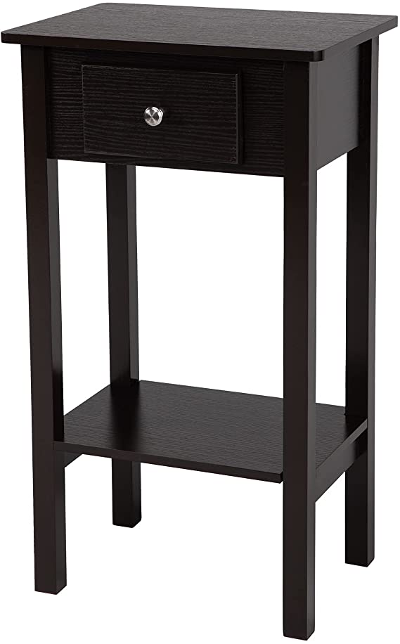 JAXPETY Nightstand 2 Tier Coffee End Table, Tall Side Table with Drawer and Storage Shelf, Accent Bedside Table for Living Room Bedroom, Coffee