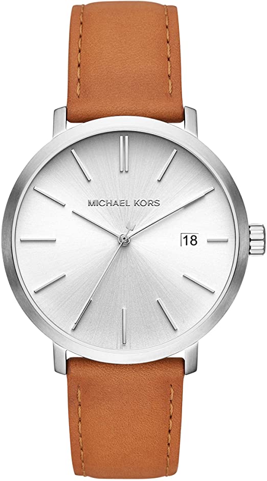 Michael Kors Blake Three-Hand Stainless Steel Watch with Leather Strap