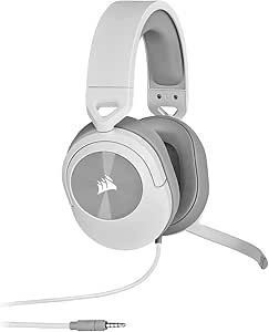 CORSAIR HS55 STEREO Casque de Jeu Filaire Léger - Microphone Omnidirectionnel - Membranes en Néodyme - PC, Mac, Xbox, Nintendo Switch, Mobile - Blanc