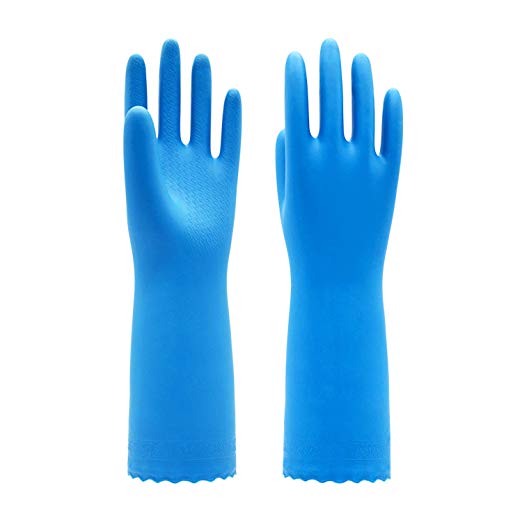 Pacific PPE Household Glove Reusable Cleaning Dishwashing Gloves-Latex Free Waterproof PVC Gloves for Kitchen,Gardening Gloves Flocked with Cotton Liner(Blue,M?