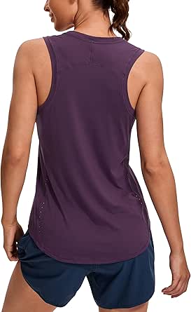 CRZ YOGA Lightweight Tank Top for Women Racerback Sleeveless Workout Tops High Neck Athletic Running Shirts