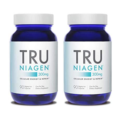 TRU NIAGEN Nicotinamide Riboside - Patented NAD Booster for Cellular Repair & Energy, 300mg Vegetarian Capsules, 300mg Per Serving, 90 Day Bottle (2 Pack)