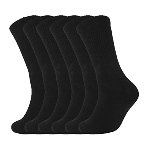 Hippih 6 Pack Men's Classic Socks Dress Flat Knit Crew Socks