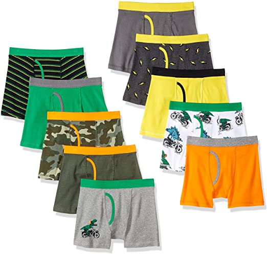 Amazon Brand - Spotted Zebra Boy's 10-Pack Boxer Brief Underwear