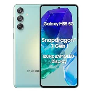 Samsung Galaxy M55 5G (Light Green,8GB RAM,128GB Storage) | 50MP Triple Cam| 5000mAh Battery| Snapdragon 7 Gen 1 | 4 Gen. OS Upgrade & 5 Year Security Update| Super AMOLED  Display