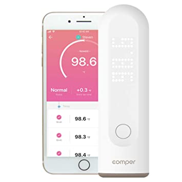 Comper Smart Medical Forehead Thermometer, Non Contact Infrared Thermometer, Digital Temporal Thermometer, Accurate, Fast Reading and Recording Fever Thermometer for Baby, Kids, Adult-FDA Approved