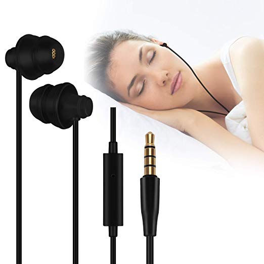 Sleep Earbuds - GOOJODOQ in-Ear Ear Plugs Sleeping Earphones, Soft Silicon Headphones with Built-in Mic Hands-Free Calling for All Smartphones,Perfect for Side Sleeper, Gym, Relaxation and Sports