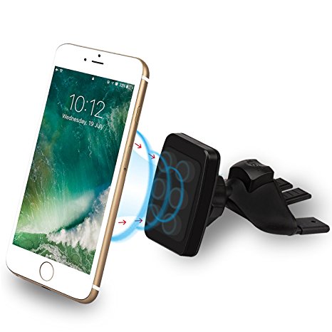 Car Mount, Phone Holder Besyong Universal Car Phone Holder Magnetic for Smartphones, CD Slot Car Phone Mount 6 strong N50 magnet for iPhone X/8/7 Plus, Samsung Galaxy S8, HUAWEI mate 9, LG And More