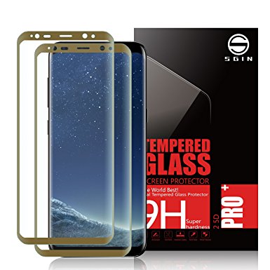 Samsung S8 Plus Class Screen Protector SGIN, [2Pack Gold]Highest Quality Premium Tempered Glass Anti-Scratch, Clear High Definition (HD) Screen Film for Samsung Galaxy S8 Plus(Full Screen Coverage)