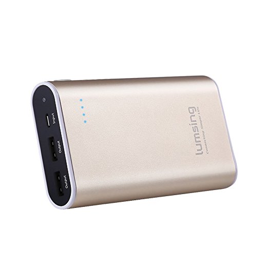Lumsing External Battery Power Bank 10050mAh Portable Battery Charger for iPhone 6 6S Plus 6 , iPad Air 2,Samsung Galaxy Note 4,S6 Edge,Google Nexus 6,LG Motorola,SON, Smart Phones and Tablets-Gold