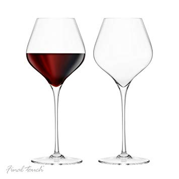 Final Touch 100% Lead-free Crystal Burgundy Wine Glasses Goblets Made with DuraSHIELD Titanium Reinforced for Increased Durability Tall 28 cm 700ml - Pack of 2