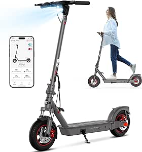 SISIGAD Electric Scooter Adults 10" Tires, Peak 630W Motor, 21 Mph Top Speed, 26 Miles Range, Dual Brakes & Dual Shock Absorption System, Portable Folding E Scooter for Commuting with App Control