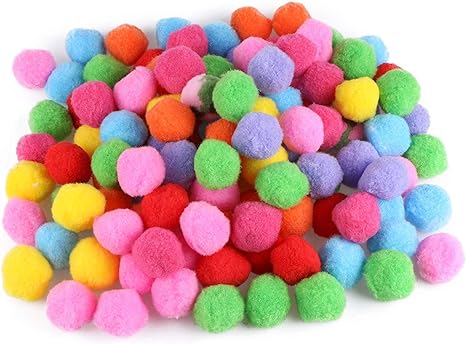 Pom Poms 1.5 Inch 100 Pack Pompoms Pipe Cleaners for DIY Crafts Making, Preschool Crafts Supplies