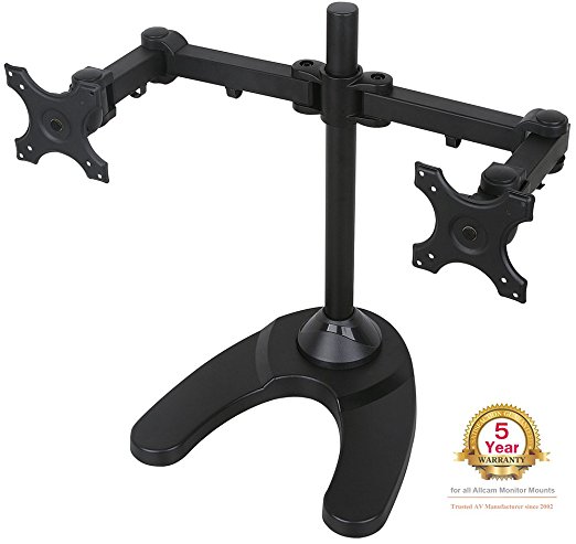 AMS10D Heavy Duty Twin Double LCD Monitor Desk Mount Bracket for 13"-27" Screens with 30° Tilt up/down , Free 130° Rotation, Swivel left/right 90°