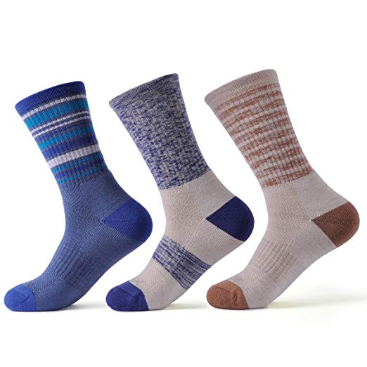 SOLAX 72% Women's Mens Merino Wool Hiking Socks, Outdoor Trail Crew Socks 3 Pack