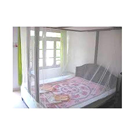 Shahji Creation Double Bed Mosquito Net, Ivory Color (7X7Feet)