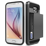 Galaxy S6 Case Verus Damda SlideDark Silver - Card SlotDrop ProtectionHeavy DutyWallet - For Samsung Galaxy S6 SM-920 Devices