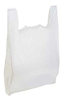 Large Plastic Grocery T-shirts Carry-out Bag Plain White 12 X 6 X 21 100ct,