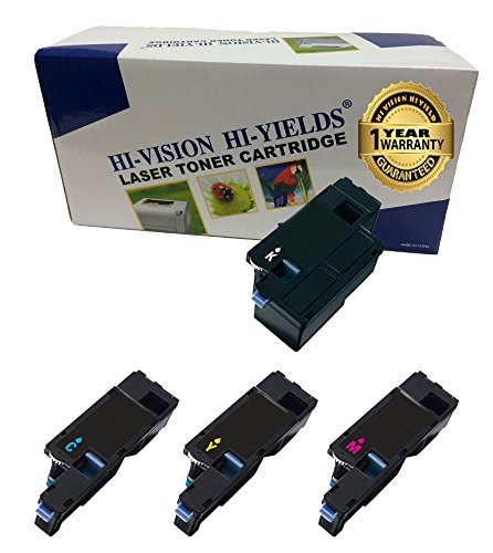 HI-VISION ® 4 Pack Compatible Dell 1660, 332-0399, 332-0400, 332-0402, 332-0401 Toner Cartridge Replacement Set (1 Black, 1 Cyan, 1 Yellow, 1 Magenta) For C1660w Color Printer