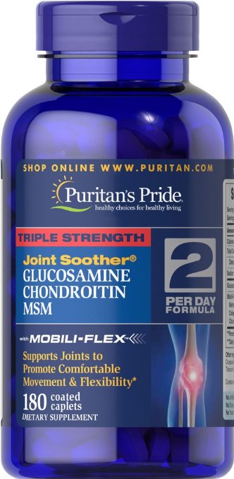 Puritans Pride Triple Strength Glucosamine Chondroitin and MSM Joint Soother-180 Caplets
