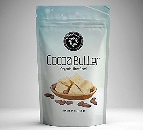 ONbeauty 100% Organic FOOD GRADE Cocoa Butter 16 Oz - Raw Unrefined, Best Food-Grade Quality. Imported from Organically grown on farm in Africa - FREE Downloadable Recipe eBook 16 Oz