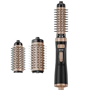 VEVOR Rotating Hair Dryer Brush, Ionic Hot Air Styler with 1.5" and 2" Ceramic Coated Brushes, Auto Rotating Curling Blow Dryer Brush Less Frizz & Heat Damage for Straightening Drying Curling