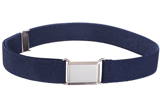 Kids Elastic Adjustable Strech Belt With Silver Square Buckle (Availaible in 21 colors)