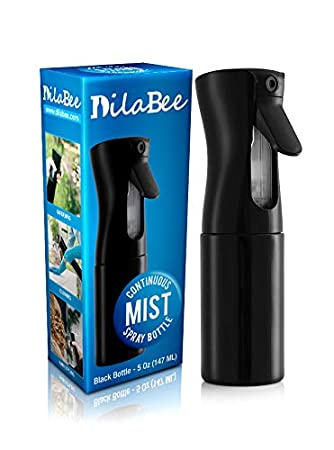 Continuous Mist Empty Black Spray Bottle For Hair - Salon Quality Mold-Resistant 360 Water Misting Sprayer - Pressurized Aerosol Stylist Spray Mister BPA Free (5 Oz)