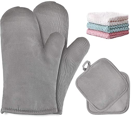 Oven Mitts Pot Holders Non-Slip Oven Gloves Kitchen Heat Resistant Silicone Cooking Gloves for Cooking, Grilling, Baking, Barbecue